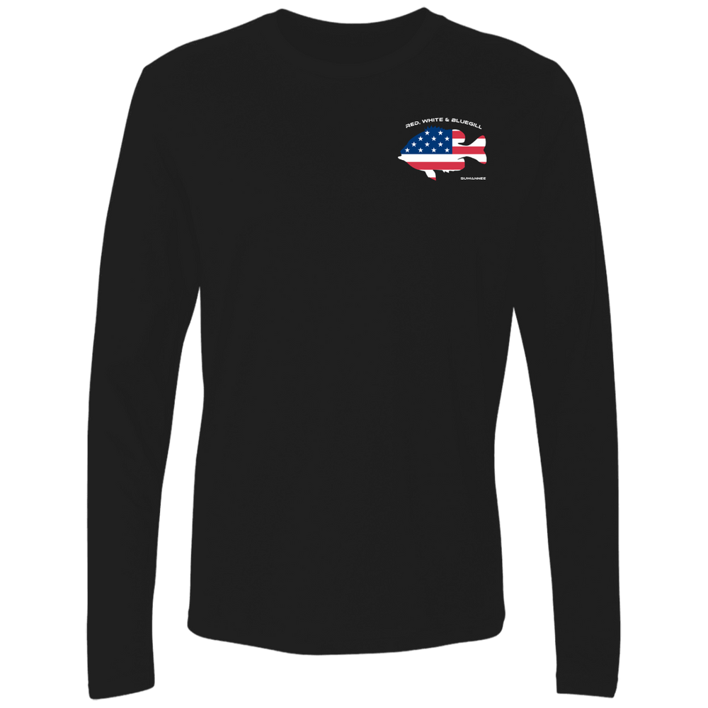 Red White & Bluegill™ :: Mens LS American Flag Tshirt :: Americana